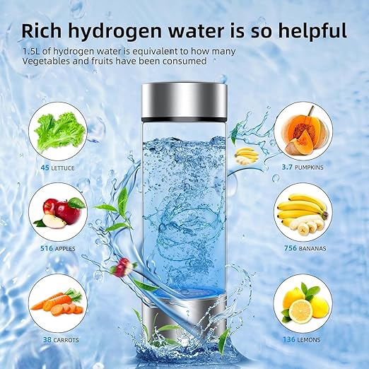 Hydrogen Water Bottle, Portable Hydrogen Water Bottle Generator, Rechargeable Hydrogen Water Generator, Suitable for Home, Travel and Office