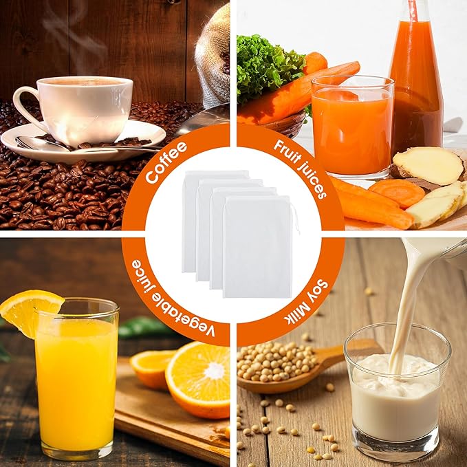 4 Pack Nylon Nut Milk Bag 8 × 12 Inches Fine Mesh Cheese Cloth Multiple Usage Reusable Food Strainer Professional Cold Brew Filter for Straining Juice Coffee Yogurt Tea (Nylon, 12×8 In)