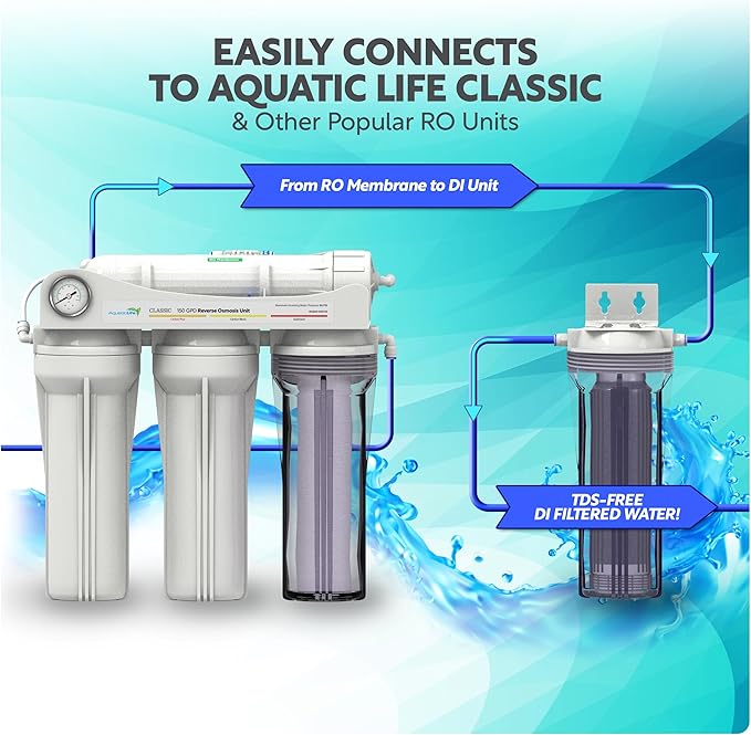 Aquatic Life Color Changing Deionization DI Resin for Hydroponic Reverse Osmosis Water Filter System RO Filtration Unit, Single Canister - AquaVibe