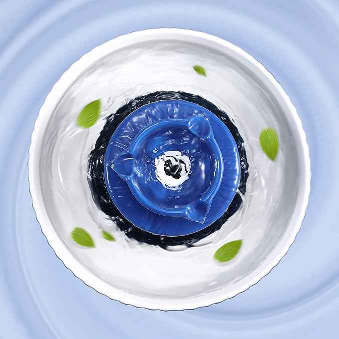Ceramic Cat Water Fountain, 2.1L/71oz Cupcake Cat Fountain for Dog and Cat Indoor, 2 Ultra Quiet Pumps(Royal Blue)