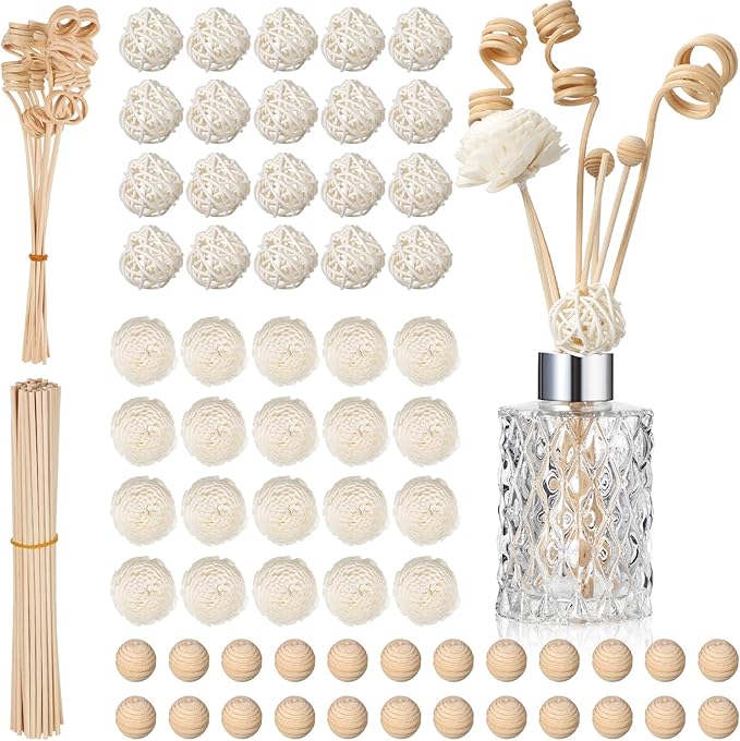 Loopeer 180 Pcs Reed Diffuser Sticks Set - Rattan Fragrance Diffuser and Flower Reed Sticks for Aromatherapy - Natural Volatile Replacement Refill Sticks for Aroma - AquaVibe
