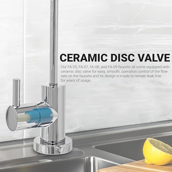 Non Air Gap RO Water Filtration System Water Dispenser Spout (Chrome). Euro Style with Faucet Wrench NSF Certified.