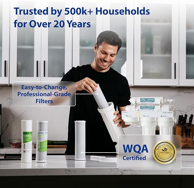 APEC Water Systems ROES-UV75-SS Top Tier Violet Sterilizer 75 GPD 6-Stage Ultra Safe Reverse Osmosis Drinking Water Filter System, Stainless Steel UV Housing