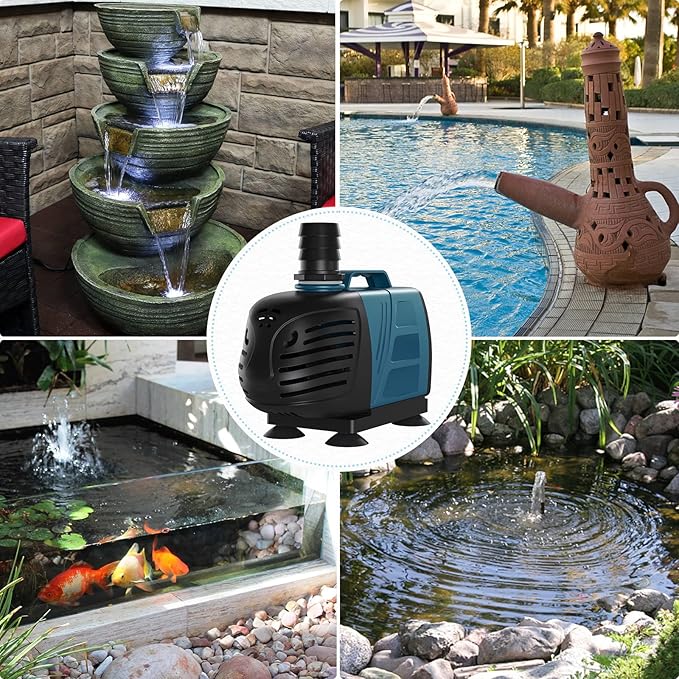 Uniclife Aquarium 1000 GPH Submersible and Inline Water Pump 80W 10ft High Lift AC 120 V Quiet Return Pump with 10 ft. Power Cord for Large Fish Tanks Pond Waterfalls Fountains Sumps and Gardens - AquaVibe