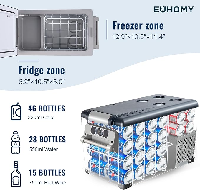 EUHOMY 12 Volt Refrigerator, 35Liter(38qt) Car Refrigerator, RV Refrigerator with 12/24V DC and 110-240V AC & Camco TastePURE Camper/RV Water Filter & Hose Protector | Inline Water Filter Reduces