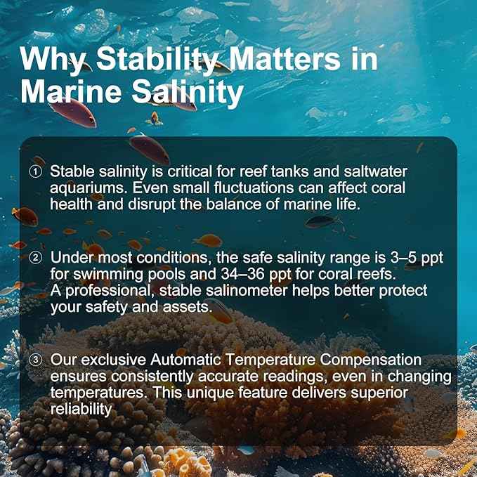 Digital Salinity Meter 3-in-1 Saltwater Tester – Specific Gravity, Salinity & Temperature Pen Hydrometer, High Accuracy Water Quality Tester for Aquarium, Marine, Pool, Hydroponics, Aquaculture