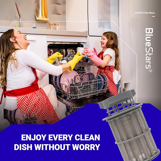 BlueStars 645038 Dishwasher Drain Mesh Micro Filter - Compatible with Bosch Thermador Kenmore Dishwashers - Replaces 00651097 1560725 AH3479708 AP4339631 PS8730270 - Filter Basket for Circulation Pump