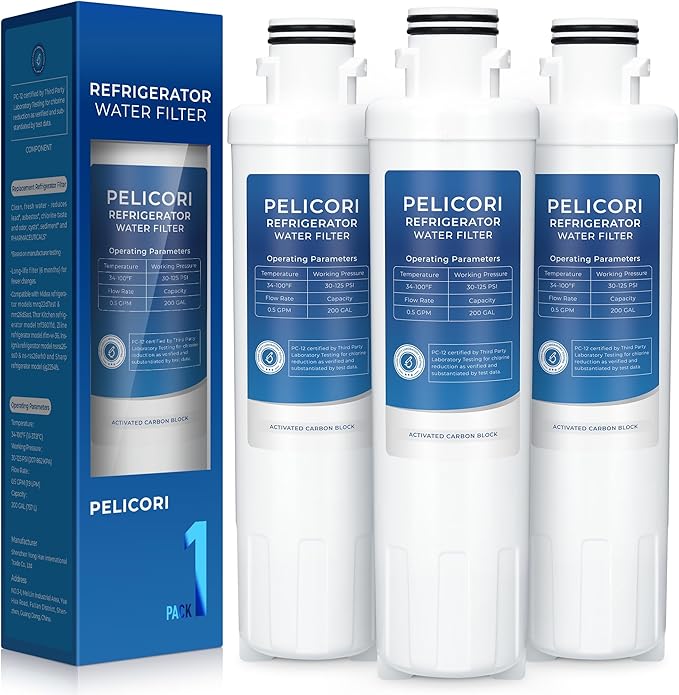 MIWF6200 Water Filter, Compatible with Midea MRS26D5AST, MF-2008-R2, Sharp SJWF200, SJG2254FS, Thor Kitchen WF200, Zline MIWFT2100, RFM-W-36, Insignia NS-WF26SS0-1 Models (3 Pack) - AquaVibe