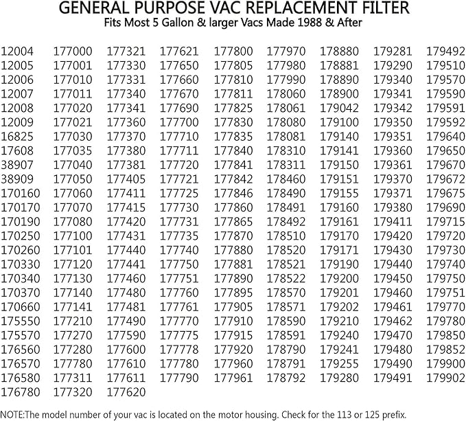 17912 & 9-17912 HEPA Vacuum Filter Compatible with Craftsman, Filter No.9-17912 fits 5, 6,8,9,12,14,16 and 32 gal vacs or larger made after 1988 - AquaVibe
