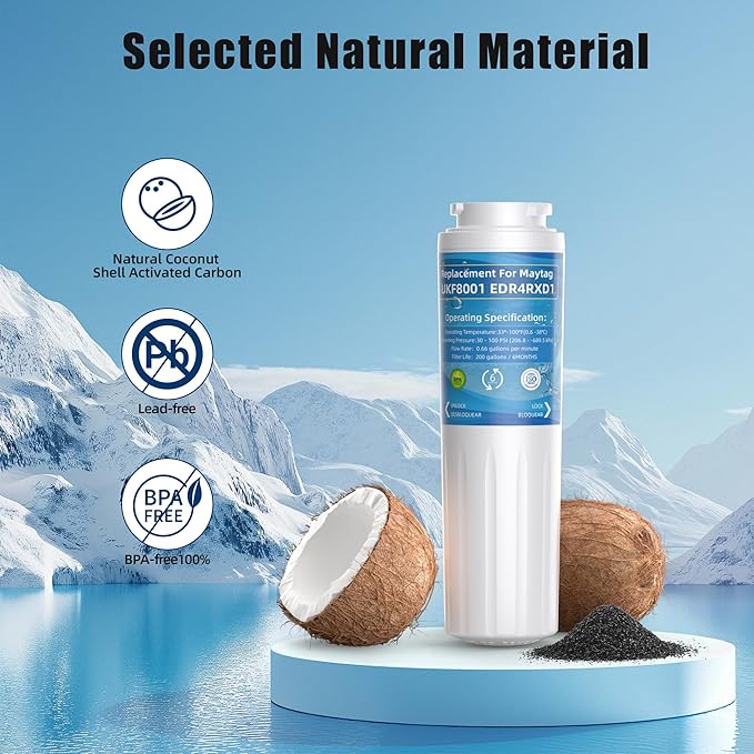 UKF8001 Water Filter Replacement for Whirl-pool EDR4RXD1, Replacement for Every-drop Filter 4, UKF8001AXX-200, UKF8001P, 4396395, 469006, Puriclean II, FMM-2, RWF0900A,Pack of 3 - AquaVibe