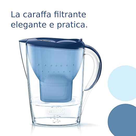 BRITA Marella Blue Water Filter Jug (2.4L) incl. 3 x Brita MAXTRA PRO All-in-1 Filters That Reduces Chlorine, Limescale and PFAS - Elegance and Functionality
