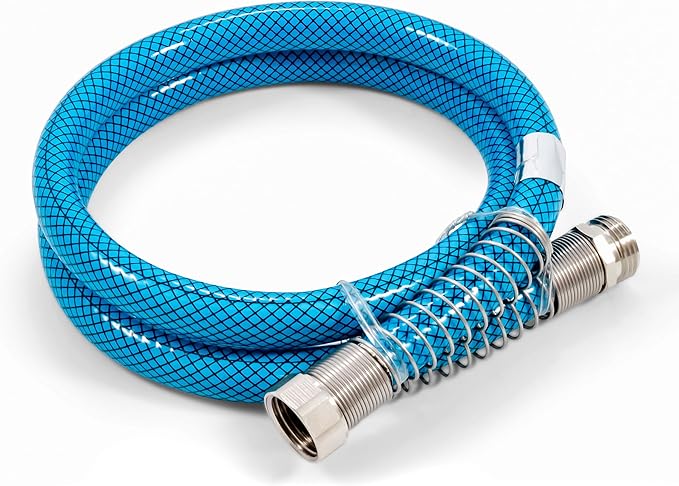 Camco TastePURE XXL Camper/RV Water Filter - Prevents Bacteria Growth & Reduces Bad Taste, Odor & More - Features Long-Term Water Filtration w/GAC & KDF - Includes 4' RV Drinking Water Hose (40015)
