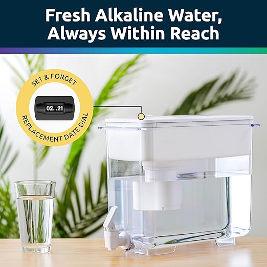 Invigorated Water Slim Water Filter Pitcher – 38-Cup Capacity NSF-Certified Alkaline Filter, BPA-Free Compact Water Filter Dispenser for Fridge, Long-Lasting 95-Gallon Filter Reduces Chlorine and Lead
