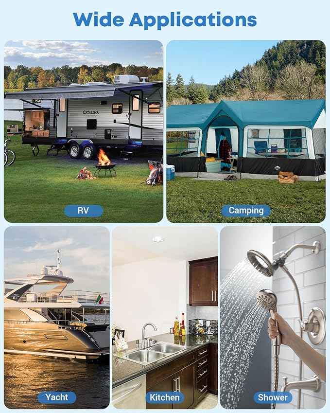 Kohree RV Water Pump 12V DC 7GPM 70PSI and 1L 125PSI Pre-Pressurized Accumulator Tank, Quiet RV Water Pump and Accumulator Tank System for RV Camping, Boat, Kitchen, Bathroom