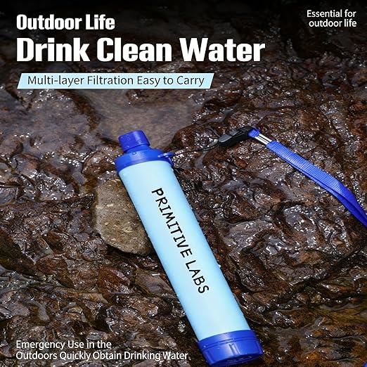 Water Filter, Survival Filtration Portable Gear, Emergency Preparedness, Supply for Drinking Hiking Camping Team Family Outing (2PCS)