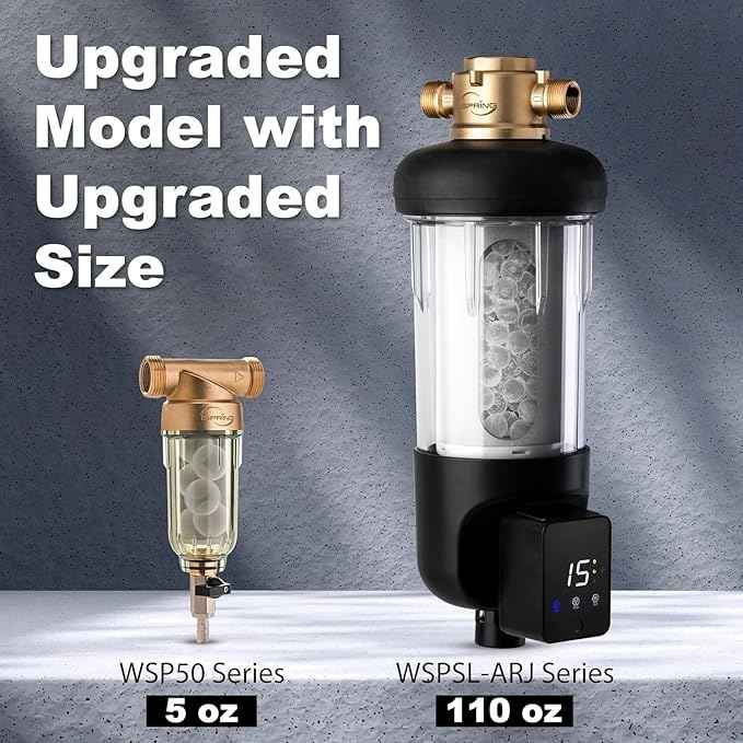 iSpring WSP100SL-ARJ, NSF Certified, Whole House Spin Down Sediment Water Filter Includes Siliphos Helps Prevent Scale and Corrosion, Clear Housing, Upgraded Jumbo Size With Touch-Screen Auto Flushing
