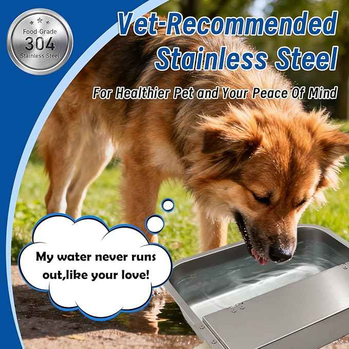 Automatic Dog Water Dispenser,Stainless Steel Water Bowl for Outdoor,Large Animal Drinking Water Bowl with Auto Self Filling for Livestock.(2.5Gallon)