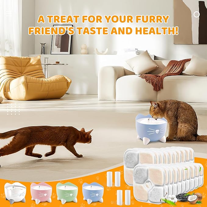 20 Pack Pet Fountain Filters for Catit PIXI Cat Drinking Fountain, Replacement Triple Action Water Filter with Ion-Exchange Resin & Activated Carbon