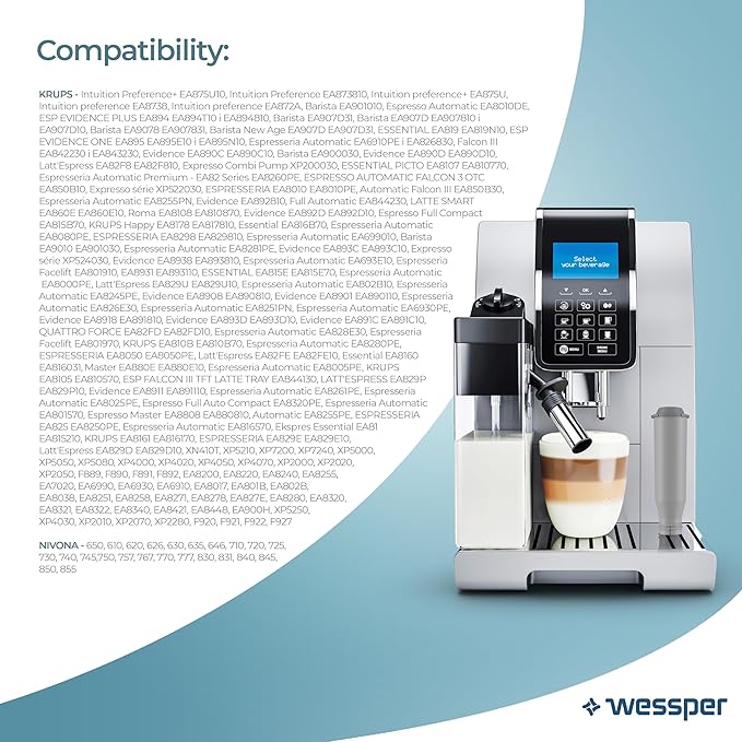 Wessper WES043-3 AquaClaro Water Filter cartridges for Fully Automatic Coffee Machines, Plastic