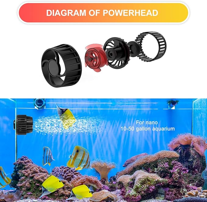 1050GPH Aquarium Wave Maker with Controller Mini DC12V 6W Powerhead with Magnetic Mounting, Nano Wavemaker for 10 to 50 Gallon thickness up to 8mm(1/4") Tank, - AquaVibe