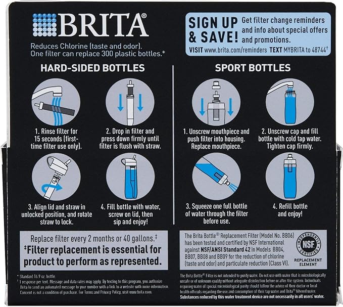 Brita Water Bottle Filter Replacements - BPA Free - 2 Count