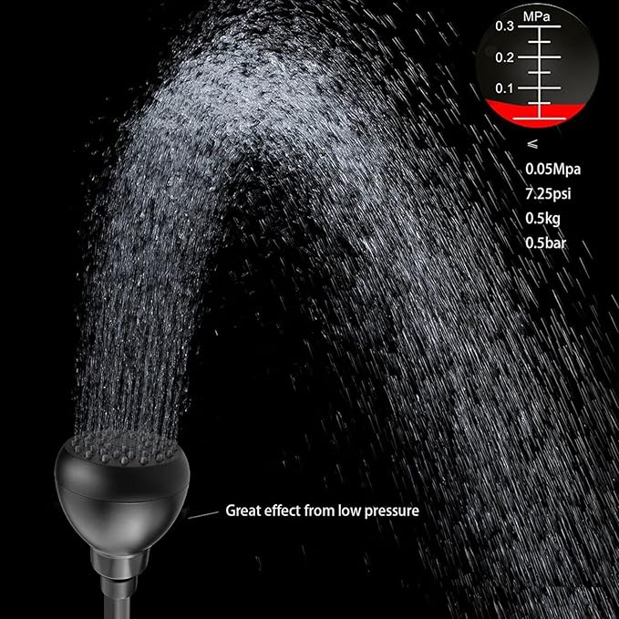 High Pressure Shower Head - Powerful Bathroom Pressure Boosting Showerhead - Perfect Universal Replacement for Rain Shower Heads(Matte Black)