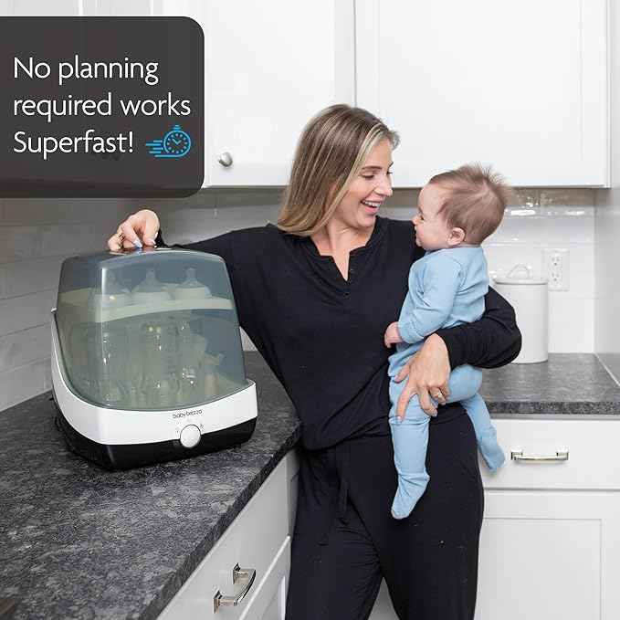 Baby Brezza Superfast 10 Minute Baby Bottle Sterilizer + Dryer - 75% Faster – Universal Electric Steam Sterilization for All Bottles, Pacifiers + Breast Pump Parts