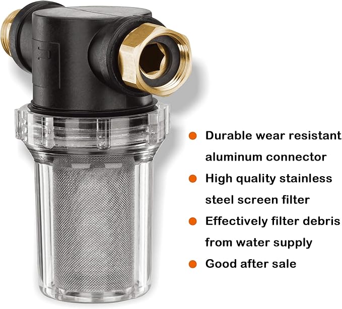 Twinkle Star Hose Filter Attachment Line Water Hose Filter with 100 Mesh and 40 Mesh Screen, 2Pcs O-Ring, Garden Hose Filter Pressure Washer Inlet for RV Camping Car Wash Water Hose