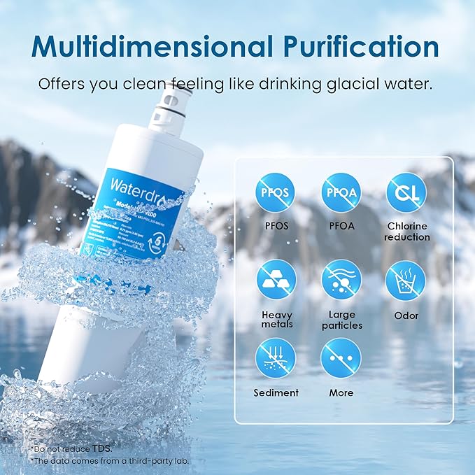 Waterdrop 3US-MAX-F01 3US-PF01 Maximum Replacement Filter, Replacement for Filtrete® Advanced 3US-PF01, 3US-MAX-F01, 3US-PS01, 3US-MAX-S01, Manitowoc K-00337, K-00338, NSF/ANSI 42 Certified