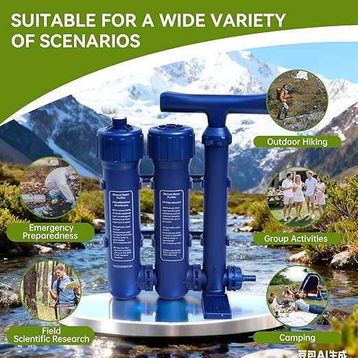 Water Purifier Survival Filtration System for Survival – 3-Stage Portable Water Filter System, High-Volume for Camping, Emergency Preparedness – Grade Survival Water Purification for Group Survival