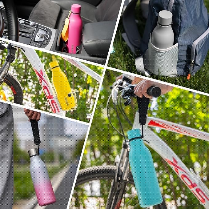 BJPKPK Insulated Water Bottles, 25 oz Stainless Steel Metal Water Bottle with Strap, BPA Free Leak Proof Jugs, Mugs, Flasks, Reusable Thermal Flasks for Sports & Travel, Elegant Green