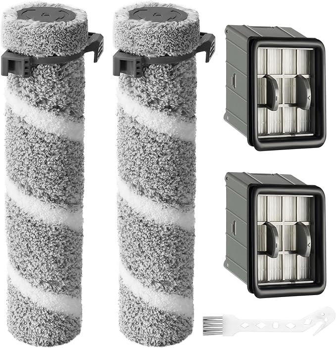 3930F 3933 3930 Brush Roll Filter Replacement Kit for Bissell CrossWave OmniForce Edge Cordless Multi-Surface Hard Floor Cleaner Wet Dry Vacuum, 2 HEPA Filters, 2 ZeroGap Brush Roll, 1640897, 1640066 - AquaVibe