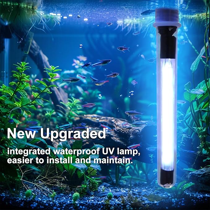 12W Inline Aquarium UV Light Clarifier for Koi Pond Small Pool Filter Cold Plunge UVC Light Stainless Steel Ultraviolet Green Clear Machine
