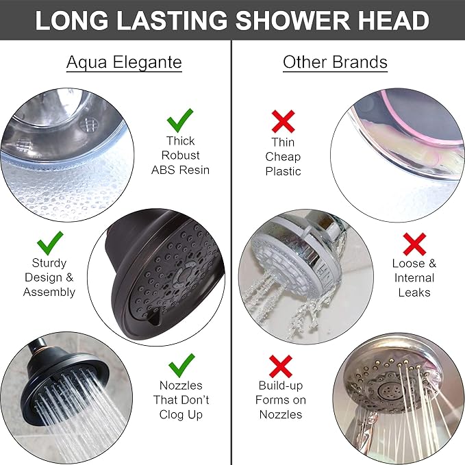 Massage Shower Head With Mist - High Pressure Boosting, Multi-Function, Massaging Rainfall Showerhead For Low Flow Showers & Adjustable Water Saving Nozzle, 2.5 GPM - Oil-Rubbed Bronze - AquaVibe
