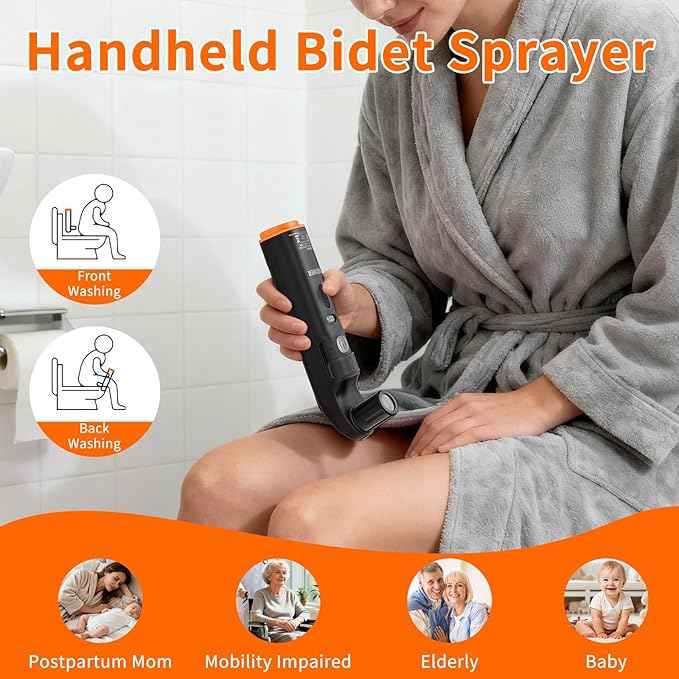 Portable Bidet & Shower for Travel, JUTIMER 2.5L&1600mAh Rechargeable Camping Shower, 2 Showerheads Bidet Sprayer, 2 Modes Waterproof Handheld Bidet, Outdoor Shower Kit for Hiking, Travel