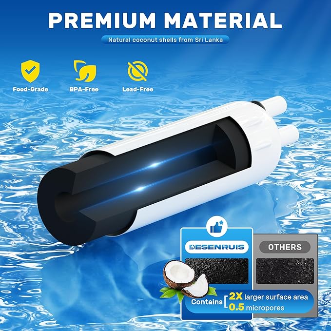 W10295370A Filter Replacement Compatible with EDR1RXD1, Filter 1, P8RFWB2L, W10295370, W10291030, WRL767SIAM, WRS322FDAB, Reduces 99% of Chlorine, Free-Lead, Pack of 2, By DESENRUIS