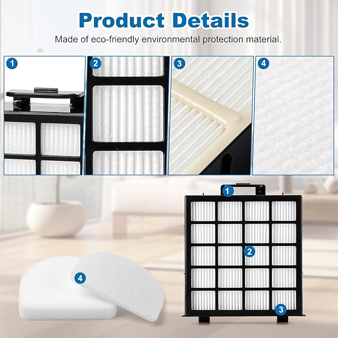 AZ4002 AZ4000 AZ4002W HEPA Filter Replacement Compatible with Shark POWERDETECT Upright Vacuum Cleaner and Shark Powered Lift-Away Heavy Duty Vacuum Suction, 6 Foam, 6 Felt, 2 HEPA, 2 Odor Cartridge - AquaVibe