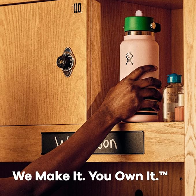 Hydro Flask Water Bottle - Insulated Stainless Steel - Wide Mouth Flex Straw Lid, Non Spill, Leakproof and Refillable in 24 Oz Campus Red