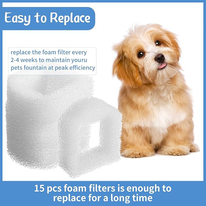 Zonon 30 Pcs Cat Water Fountain Filters, Pet Fountain Replacement Foam Filters, Compatible with Drinkwell Pet Fountains Filter Ceramic, Stainless Steel, Plastic, 360 Pets Water Fountains Filter Foam