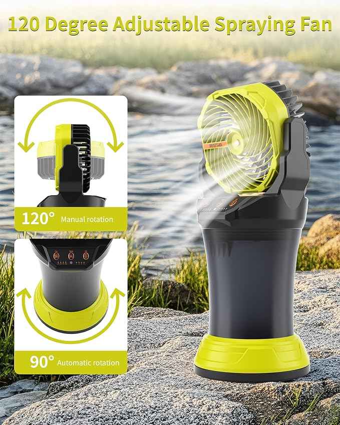 Portable Misting Fan with Large Battery Fan-Rechargeable Outdoor Misting Cooling Fans with 2L Water Tank,RGB Lights,4 Speeds & Spray Modes-for Patio, Camping, Beach, Workshop (Green)