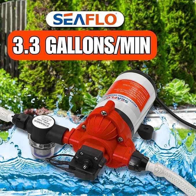 SEAFLO 33 Series Water 110V AC Pressure Pump - 115V AC, 3.3 GPM, 45 PSI, Self Priming, Smart Pressure Switch, for RV/Caravan/Marine/Industrial Use-NSF, CE & Rohs Certified, UL Listed, 4-Year Warranty
