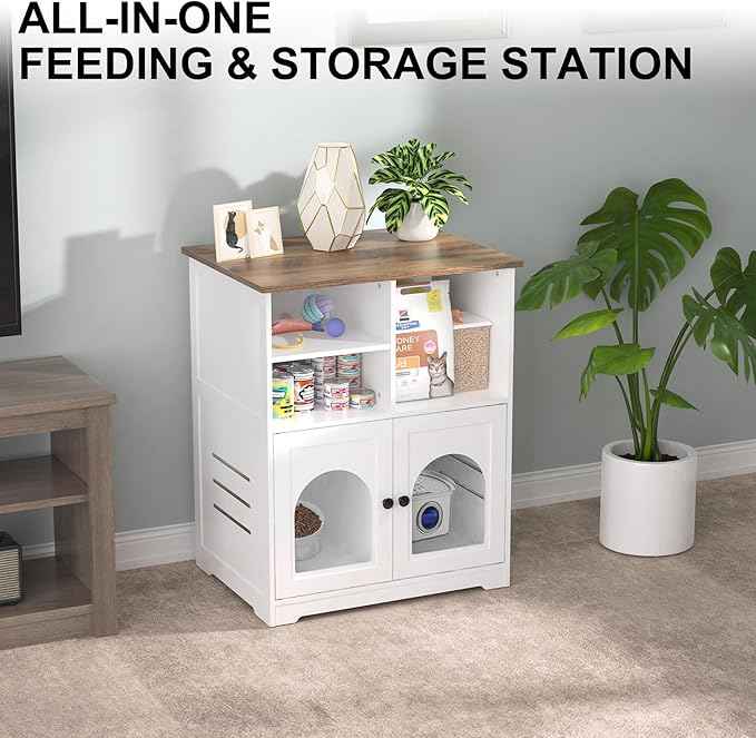 GDLF Cat Feeding Station, Cat Cabinet for Microchip Feeder with Dog-Proof Design, Specially Fits Surefeed & Automatic Pet Feeder for Multi-Pets Home