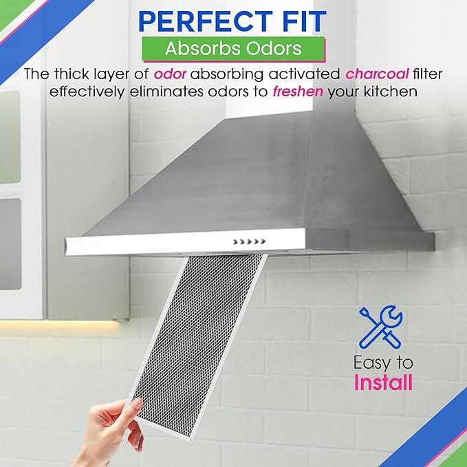 Bagean Stove Hood Vent Filter 5.83" x 17.65" for SB08999040 - Compatible with Broan Charcoal Range Hood Filter Replacement Ductless Filters for Kitchen Oven - Removes Odors and Freshens Air (1-Pk)