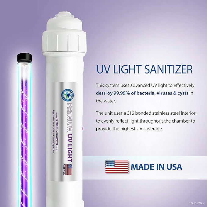 APEC Water Systems UV Ultra Violet Sterilizer Water Filter Kit with 1/4" Quick Connect UG-UVSET-1-4