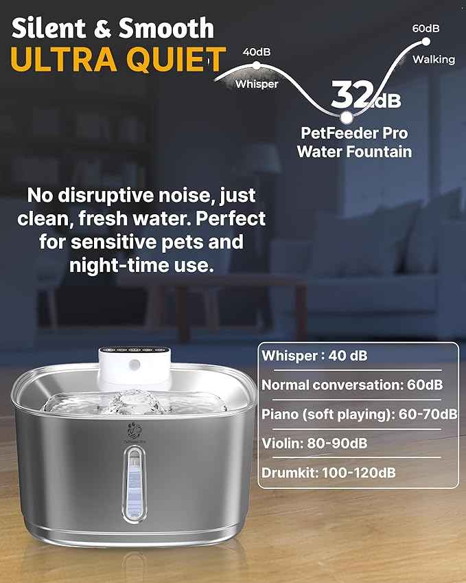 [Upgraded] Wireless Cat Water Fountain, 3.2L/108oz Battery Operated Pet Fountain Stainless Steel, Automatic Cat Drinking Fountain Cordless & Rechargeable with Motion Sensor, 2 Filters and 1 mat