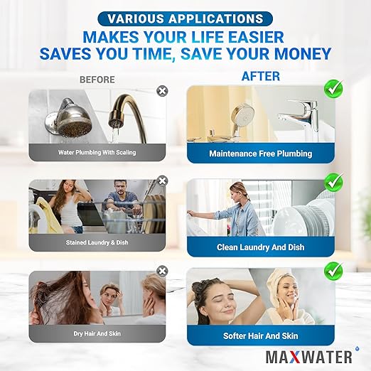 Max Water 3 Stage (Sediment, Odor & Improving Taste) Whole House (10 inch x 4.5 inch), Water Filtration System with Double O Ring Housing - Dual Sediment + GAC - 1" NPTF Brass Port Inlet