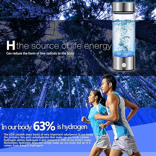 Hydrogen Water Bottle Generator 2pack, Glass Hydrogenated Water Bottles Health Cup, Hydrogen Water Generator w SPE/PEM Tech Improve Water for Home/Office/Travel/Daily Drinking Gift for Mom Father Day