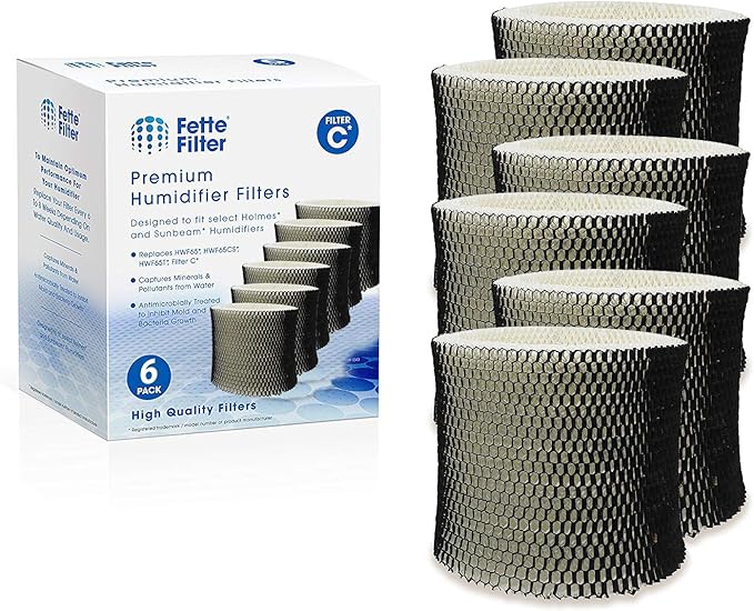 Fette Filter - Humidifier Wicking Filter Compatible with Holmes HWF65, HWF65PDQ-U - Filter C. (Pack of 6)