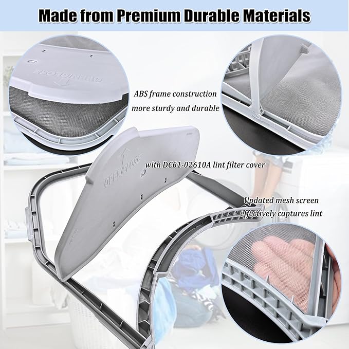 DC97-16013A Dryer Lint Screen Filter with DC61-02610A Lint Filter Cover, Dryer Lint Filter Assembly Replacement Parts AP4559595 DC97-16013B EAP4221239 PS4221239 - AquaVibe