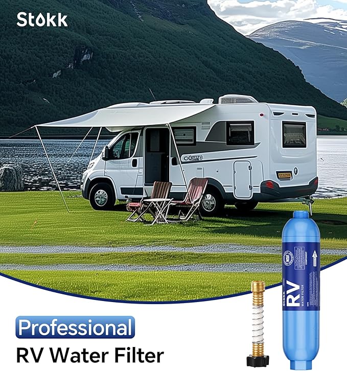 Stokk RV Water Filter, NSF Certified, RV Inline Camper Water Filter for Pool, Garden Hose Filter, Greatly Reduces Bad Taste, Chlorine, Odor, Rust and Sediment, 2 Pack